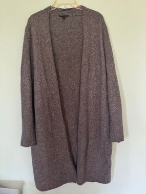 Eileen Fisher cashmere blend duster sweater gray long cardigan open front medium